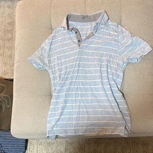 lululemon athletica Light Blue Striped Polo Shirt